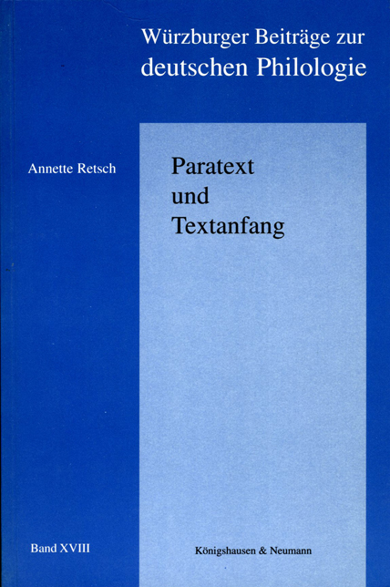 Cover zu Paratext und Textanfang (ISBN 9783826018893)