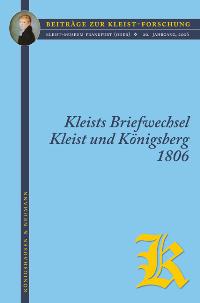 Cover zu Kleists Briefwechsel (ISBN 9783826038235)