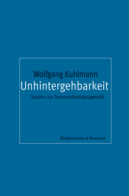Cover zu Unhintergehbarkeit (ISBN 9783826040450)