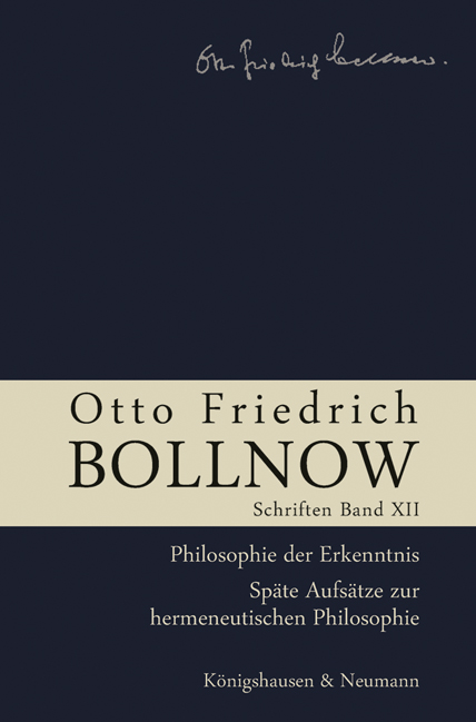 Cover zu Otto Friedrich Bollnow: Schriften. Band 12 (ISBN 9783826042690)