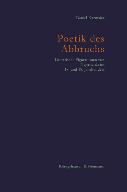 Cover zu Poetik des Abbruchs (ISBN 9783826056888)