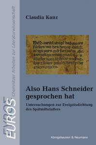 Cover zu Also Hans Schneider gesprochen hat (ISBN 9783826057892)
