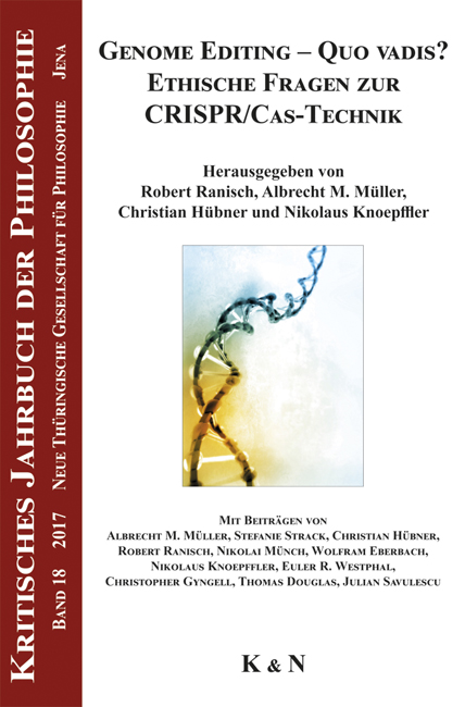 Cover zu Genome Editing - Quo vadis? Ethische Fragen zur CRISPR/Cas-Technik (ISBN 9783826064999)